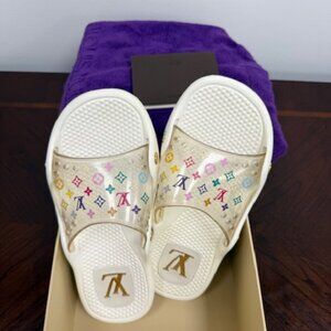 Louis Vuitton Cream Multicolor Logo Sandals